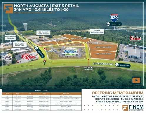 North Augusta | Exit 5 Retail | 34K VPD | 0.6 Miles to I-20