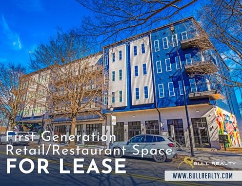 First Generation Retail/Restaurant Space for Lease
