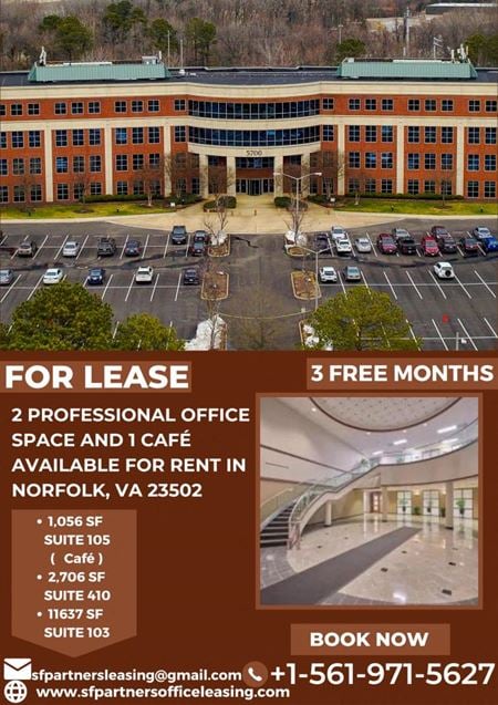 2 Professional Office Space and 1 Café Available For Rent in Norfolk, VA 23502 - Norfolk