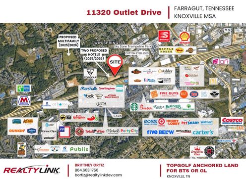 Retail/Restaurant Land Available Near Knoxville's Topgolf!