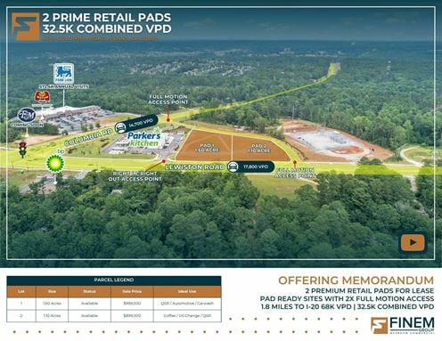 2 Pad Sites | Anchored by Food Lion | 2X Full Motion