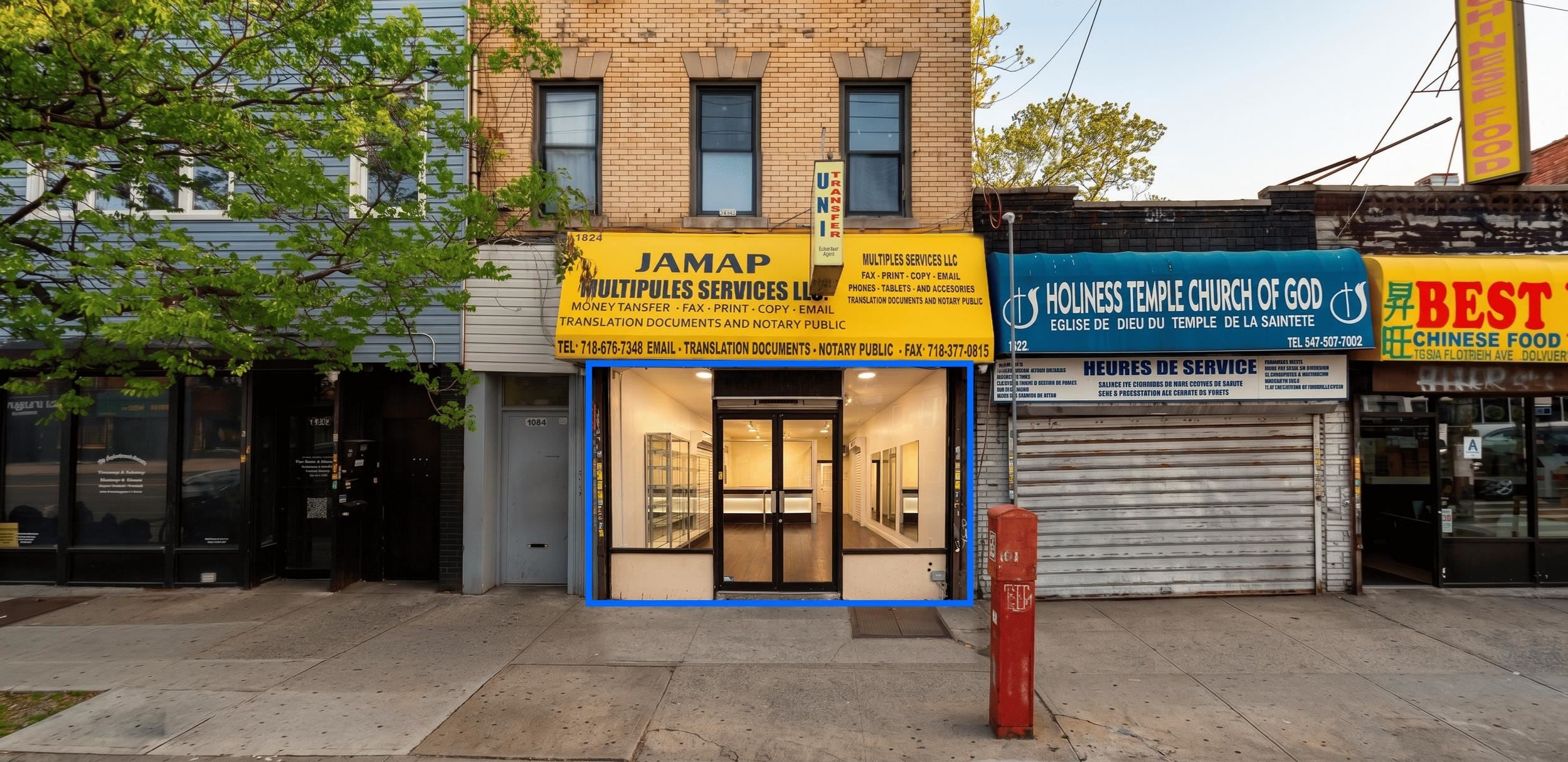 1,000 SF | 1824 Flatbush Avenue | Ground-Floor Retail/Office Space with Basement & Backyard for Lease