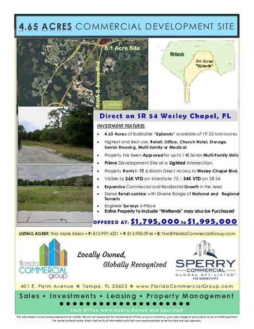 4.65 Acres- 0 SR 54, Pasco County - 0 State Road 54 and Bruce B Downs ...