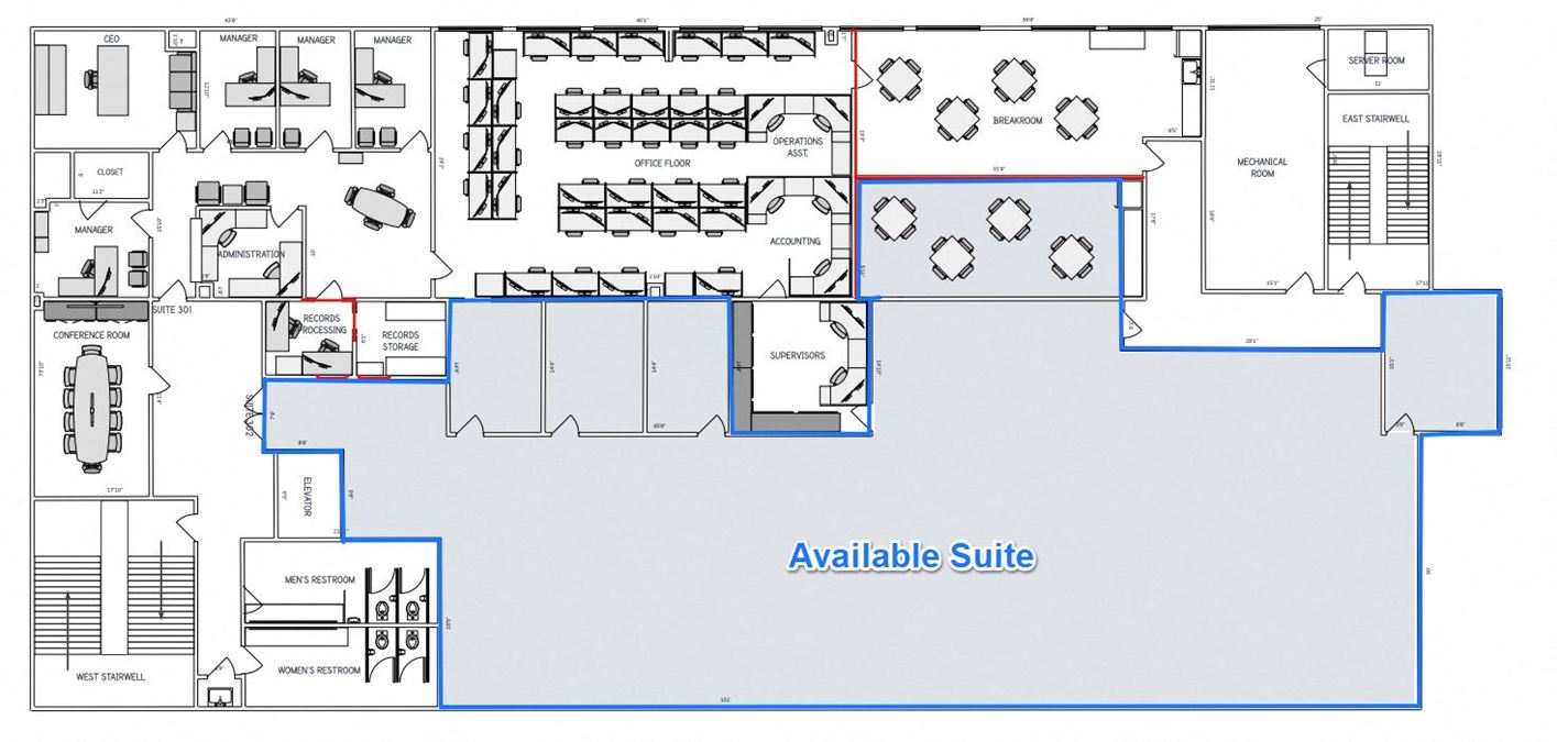 ~5000 SF Space Available on Top Floor in Cordova Area Office Building