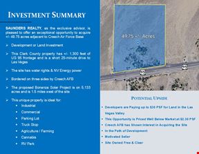 +/- 49.75 Acres - Bordered by Creech Air Force Base