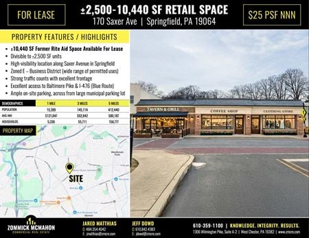 Retail space for Rent at 170 Saxer Ave in Springfield Township