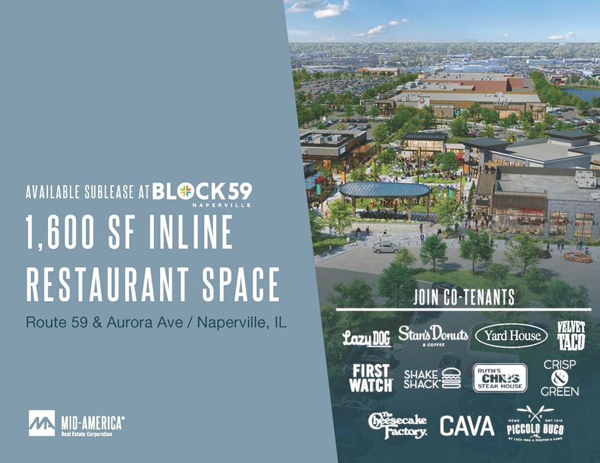 Sublease at Block 59 | 1,600 SF Inline Restaurant Space