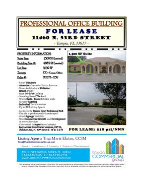 11460 N 53rd St. Professional office for Lease - Tampa