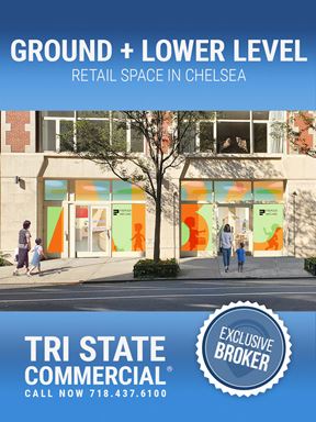 1,900 SF | 129 W 20th St | Ground + Lower Level Retail Space for Lease