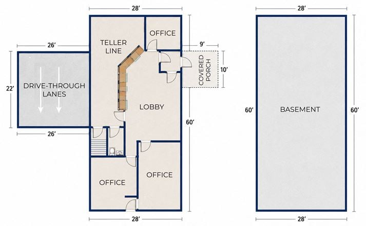 FREESTANDING PROFESSIONAL OFFICE / FORMER BANKBRANCH FOR SALE