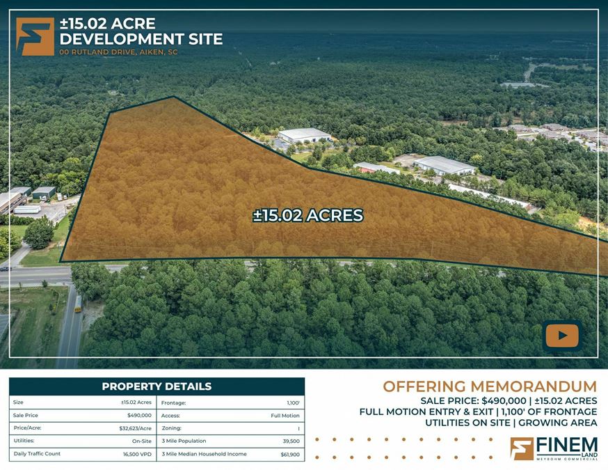 15 Ac. Industrial/MF Land | City of Aiken