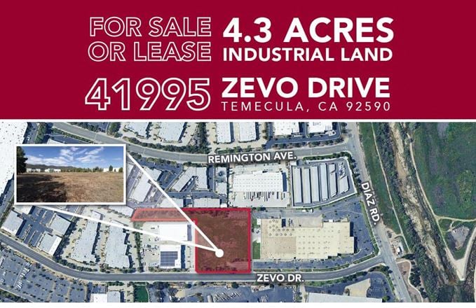 VacantLand space for Rent at 41995 Zevo Drive in Temecula