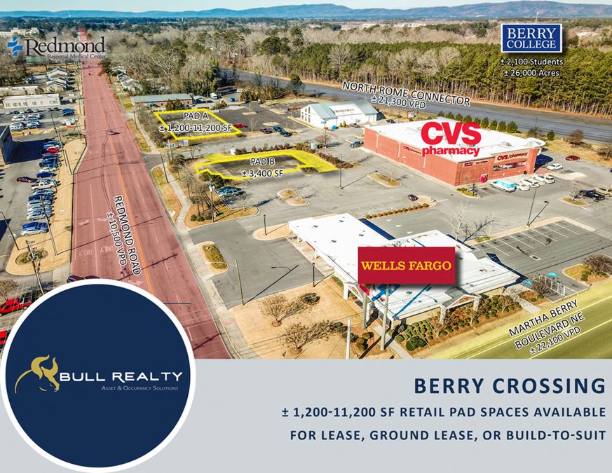 Retail Outparcels for Lease or BuildtoSuit Atlanta Submarket Rome