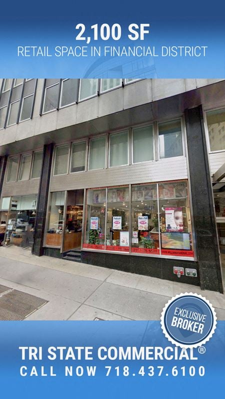 2,100 SF | 90 William St | Retail Space for Lease - New York