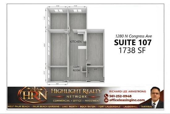 1738 SF Suite 107 Professional and Medical Office Space
