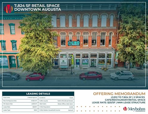 7,824 SF Retail/Restaurant Space | Downtown Augusta