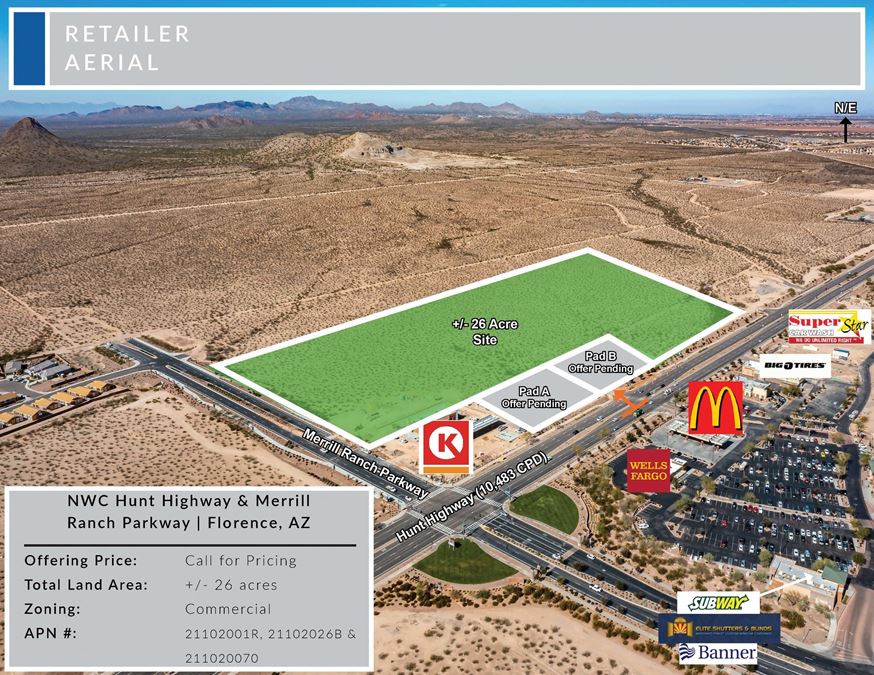NWC Hunt Highway & Merill Ranch Pkwy., Florence vacantland Space For Sale