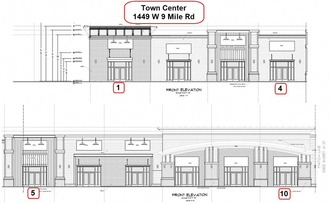 Town Center - 3 spaces for lease- 1449 W 9 Mile Road