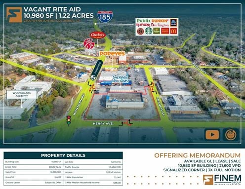 1.22 Acres | 10,980 SF Retail | 21,600 VPD | 3X Full Motion