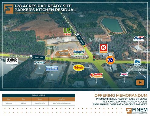 1.28 Acre Pad Ready Site | Parker's Kitchen Residual