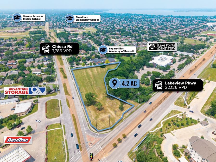 Signalized Hard Corner 4.22 Acre Parcel | 39K VPD Traffic Count | C-2 Zoning | Dallas MSA