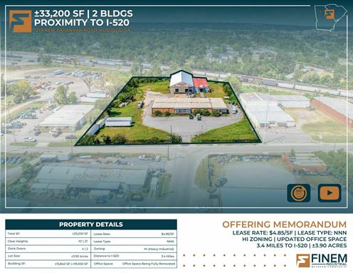 33,200 SF Warehouse for Sale/Lease | Augusta, GA
