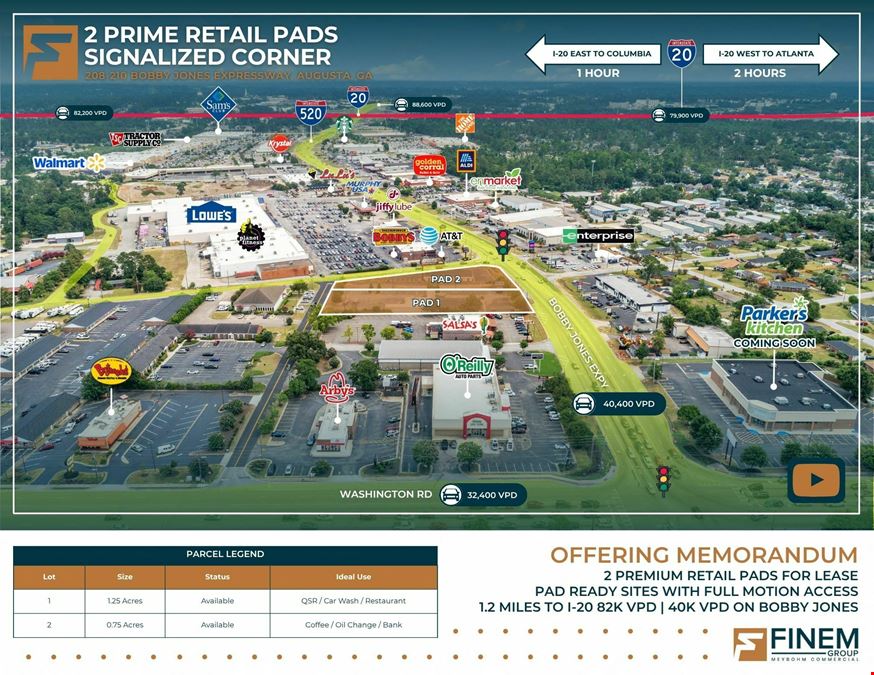 2 Prime Retail Pads | Signalized Corner | 40K VPD