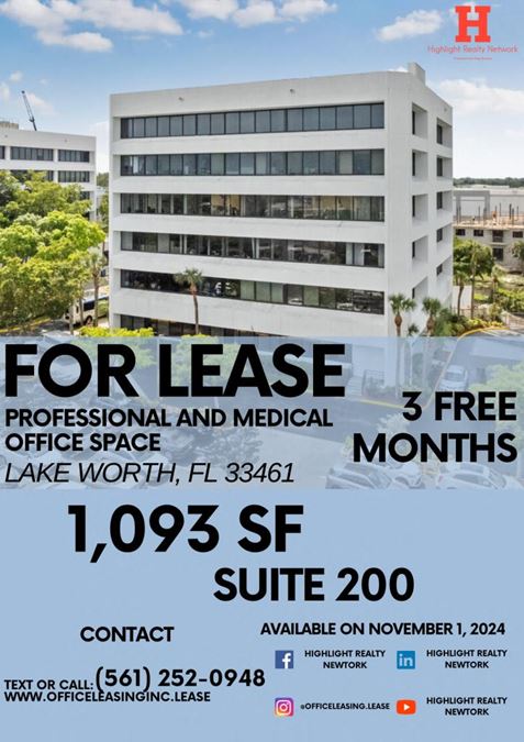 1093 SF Suite 200 Professional and Medical Office Space