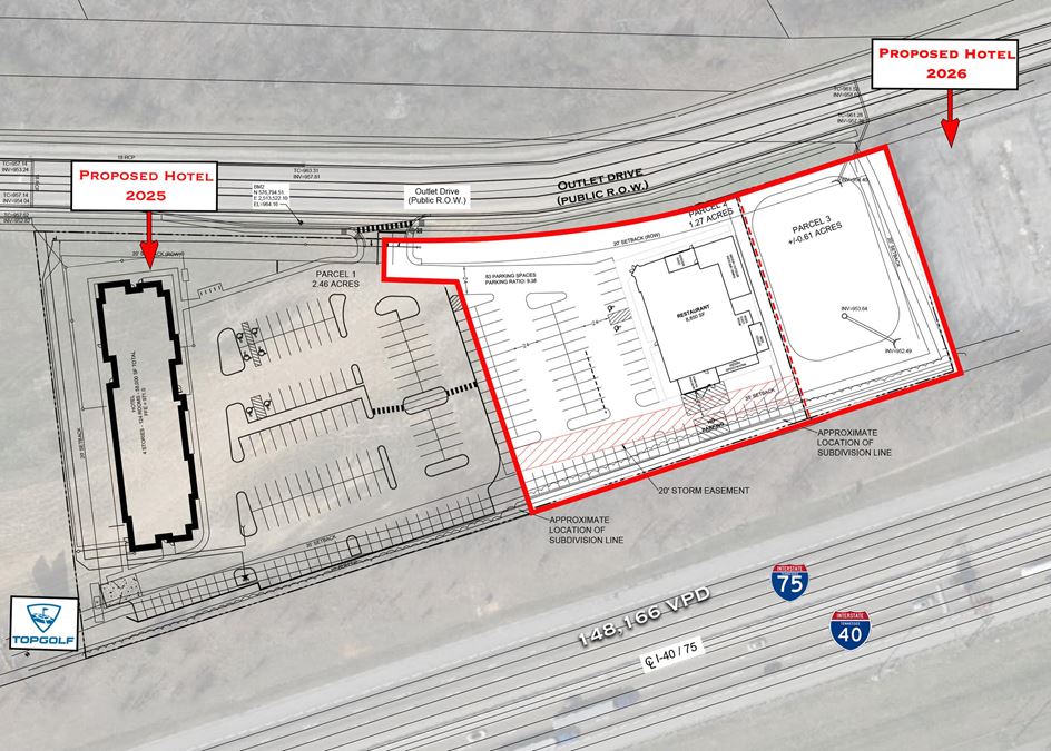 Retail/Restaurant Land Available Near Knoxville's Topgolf!