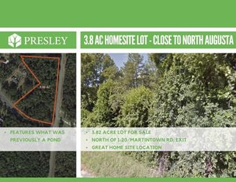 3.82 AC Home Site w/ Potential Pond in North Augusta
