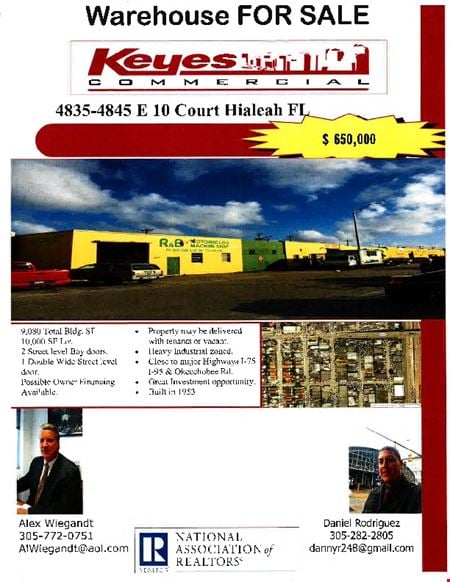 Industrial space for Sale at 4835-4845 E10th Court in Hialeah