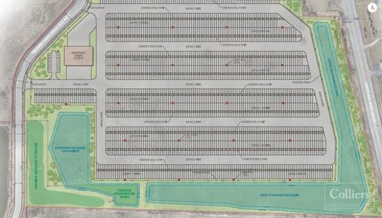 47 Acres For Lease or Sale - Fully Fenced and Secured Trailer Parking Yard With Maintenance Facility