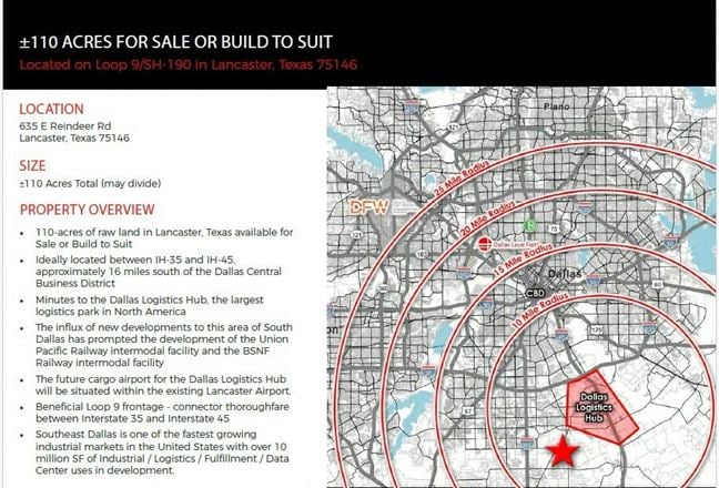 110 ACRES FOR SALE OR BUILD TO SUIT