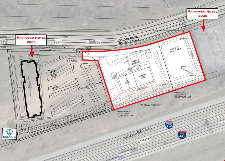 Retail/Restaurant Land Available Near Knoxville's Topgolf!
