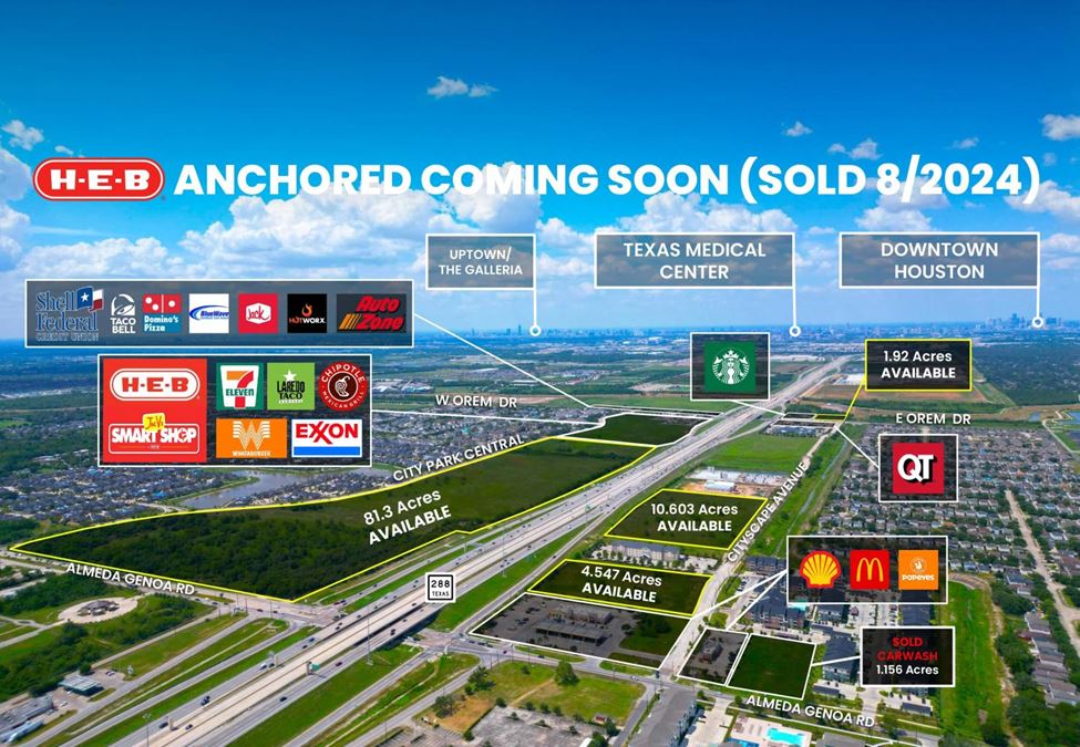 NEW to MARKET For Sale 10.603 Acres (HEB Anchored Mixed use Development Opportunity)