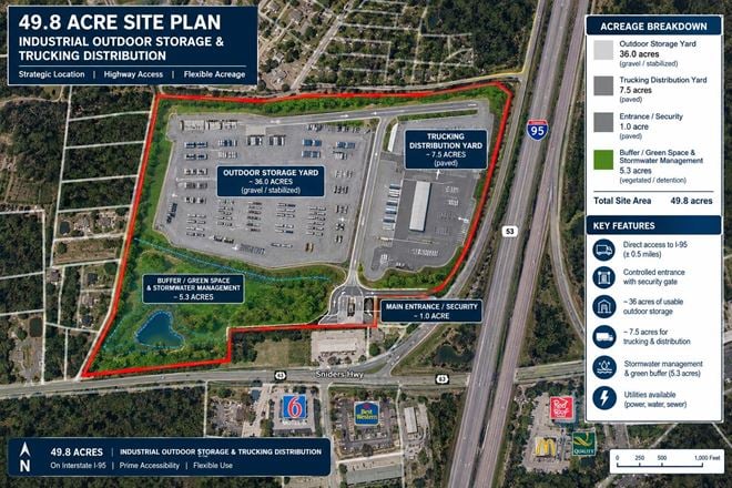 SC Interstate I-95 Corridor Centric 49.8 AC Industrial/Distribution/IOS at I-95 Exit 53 | SUBDIVIDABLE - IICD ZONED