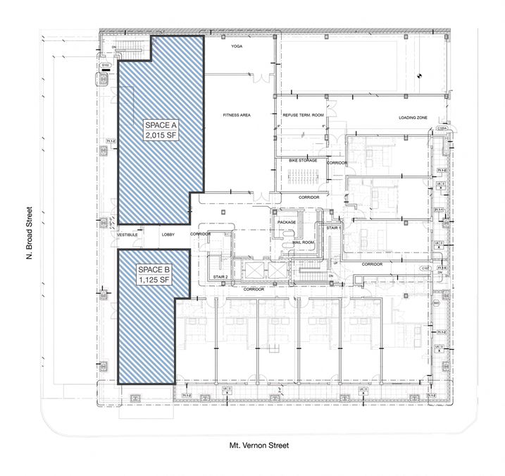 1,125 SF - 3,140 SF | 619 North Broad Street | New Construction Retail Space For Lease | North Broad Corridor