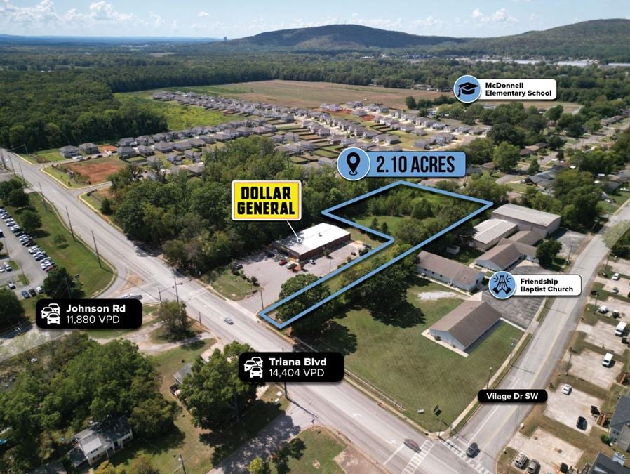 $1 Auction – 2.1 Acre Parcel | 14K VPD | 6.35% Population Growth | 10 Minutes from Downtown Huntsville