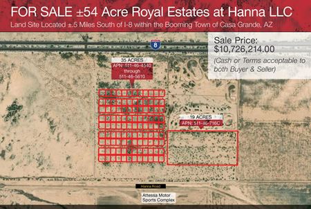 VacantLand space for Sale at ±54 AC O Hanna Rd & Palomas Dr in Casa Grande