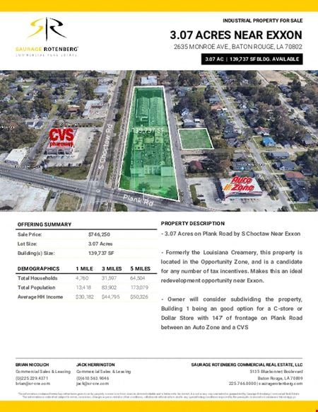 Industrial space for Sale at 2635 Monroe Ave. in Baton Rouge
