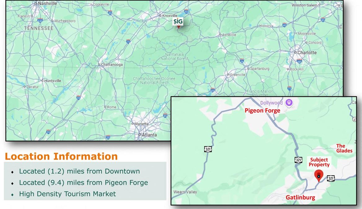 12 +/- acres East Parkway Gatlinburg