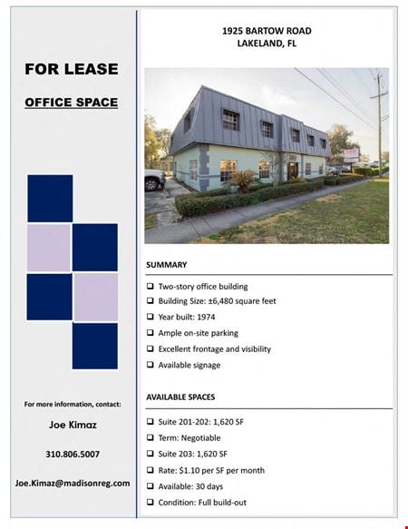 Office space for Rent at 1925 Bartow Road Lakeland Florida 33801 in Lakeland