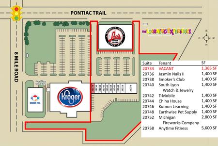 Retail space for Rent at 20732-20758 Pontiac Trail in South Lyon