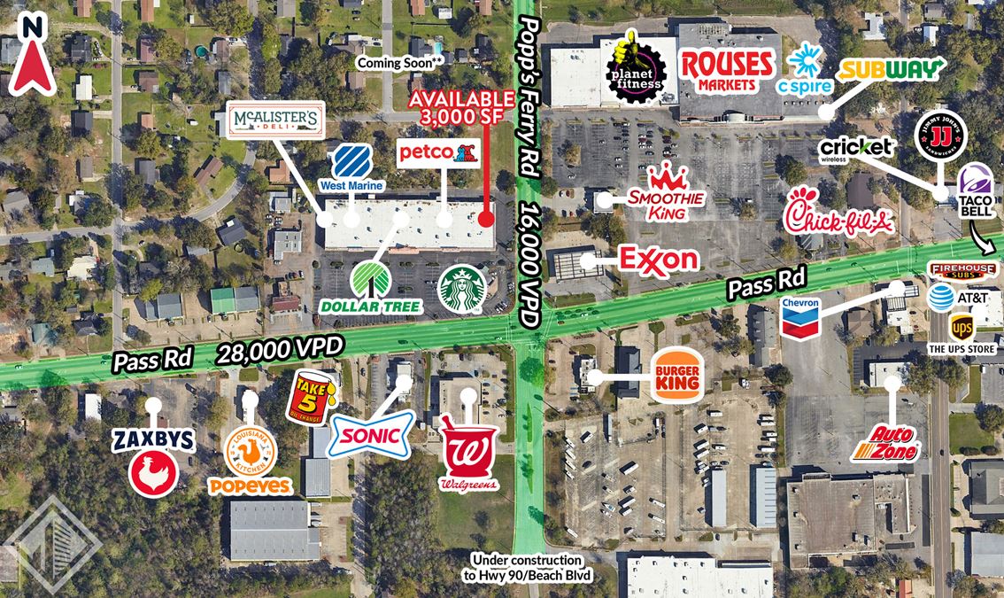 +/-3,000 SF Retail Unit in The Shoppes of Popps Ferry