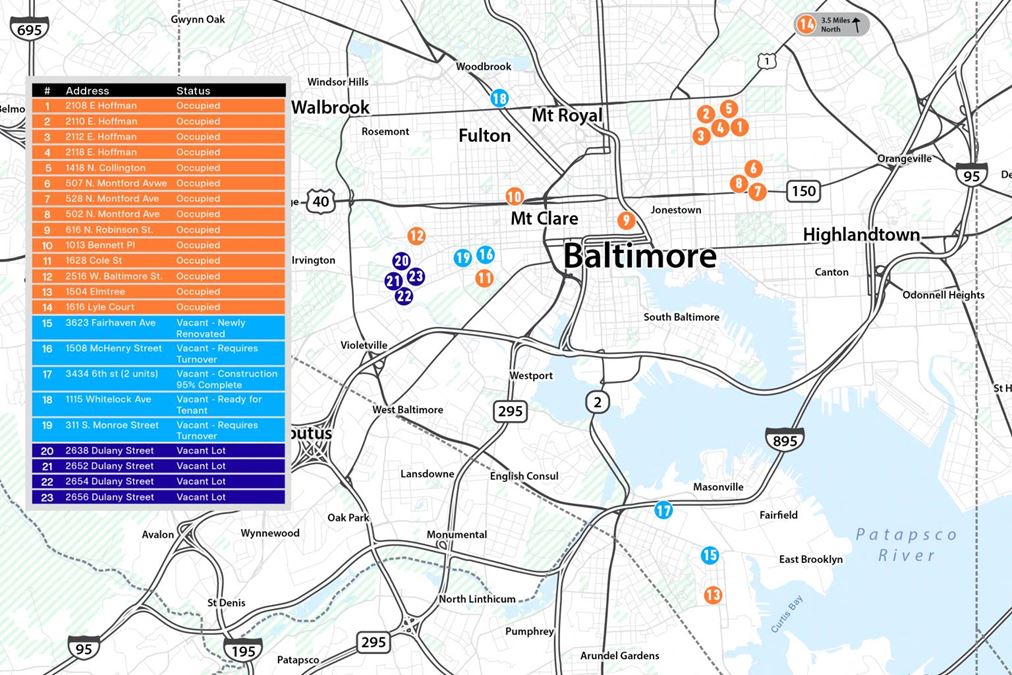 Baltimore SFR | 20 Unit, 4 Lot Investment Portfolio