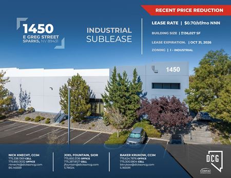 Industrial space for Rent at 1450 East Greg Street in Sparks