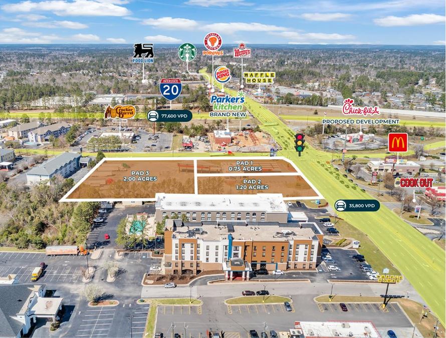 3 Retail Pads | Signalized Corner | 35,800 VPD