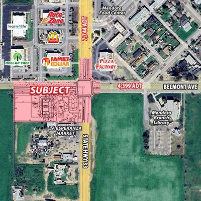 1,000± Commercial space For Lease next to proposed C-store and fueling station at Belmont Ave & State Hwy 33 (Derrick Ave) in Mendota, CA