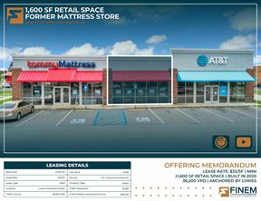 1,600 SF Retail Space | Anchored by Lowes | 36.2K VPD
