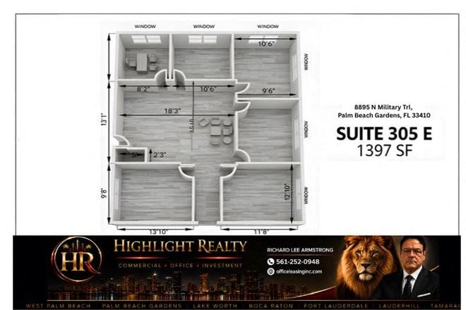 1397 SF Suite 305 E Professional and Medical Office Space